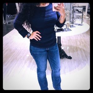 Blue quarter sleeve blouse